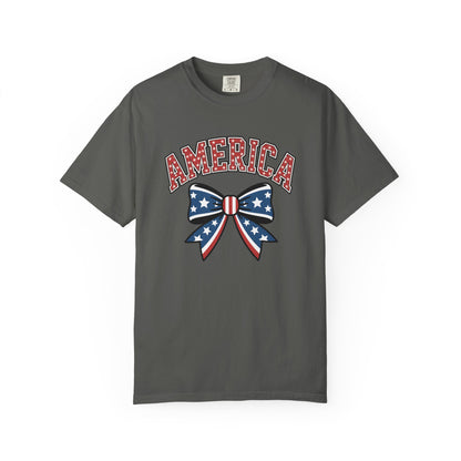 America Patriotic Bow T-Shirt — Stars & Stripes Fourth of July Tee