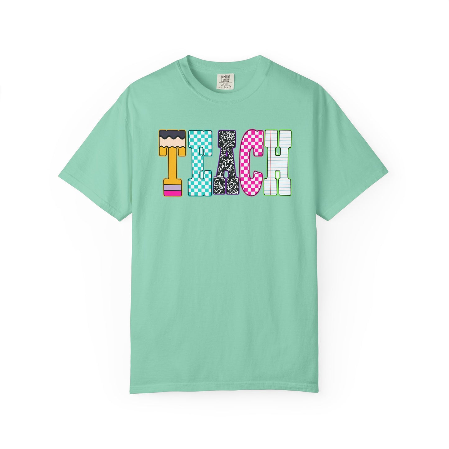 Teach Colorblock Graphic T-Shirt — Fun Teacher Appreciation Tee