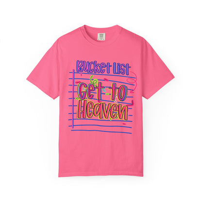 Get to Heaven T-Shirt — "Bucket List" Colorful Notebook Graphic