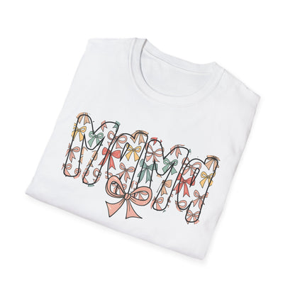 Mama Floral Typography T-Shirt — 'MAMA' Bow Graphic, Cute Mother's Day Gift