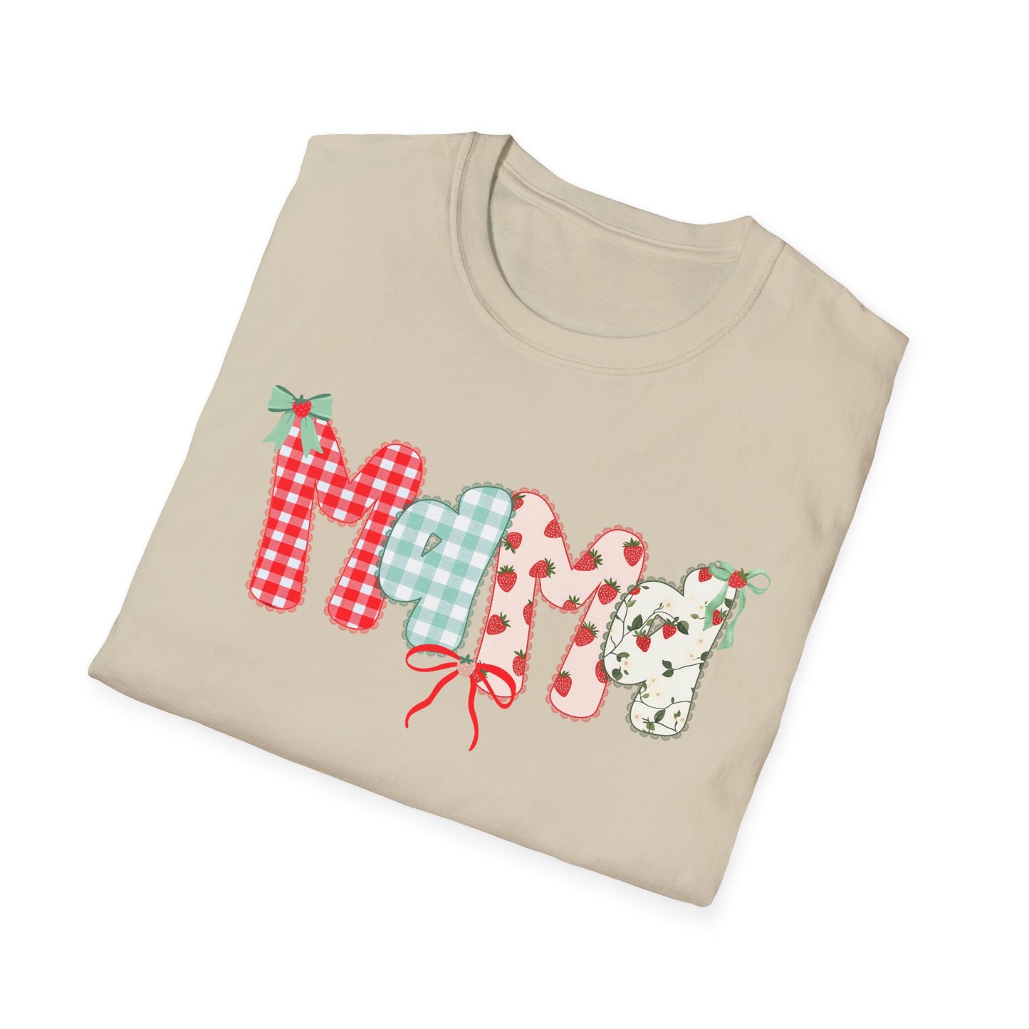 Mama Patterned Patchwork T-Shirt — Floral & Gingham "Mama" Design, Cute Mother's Day Gift