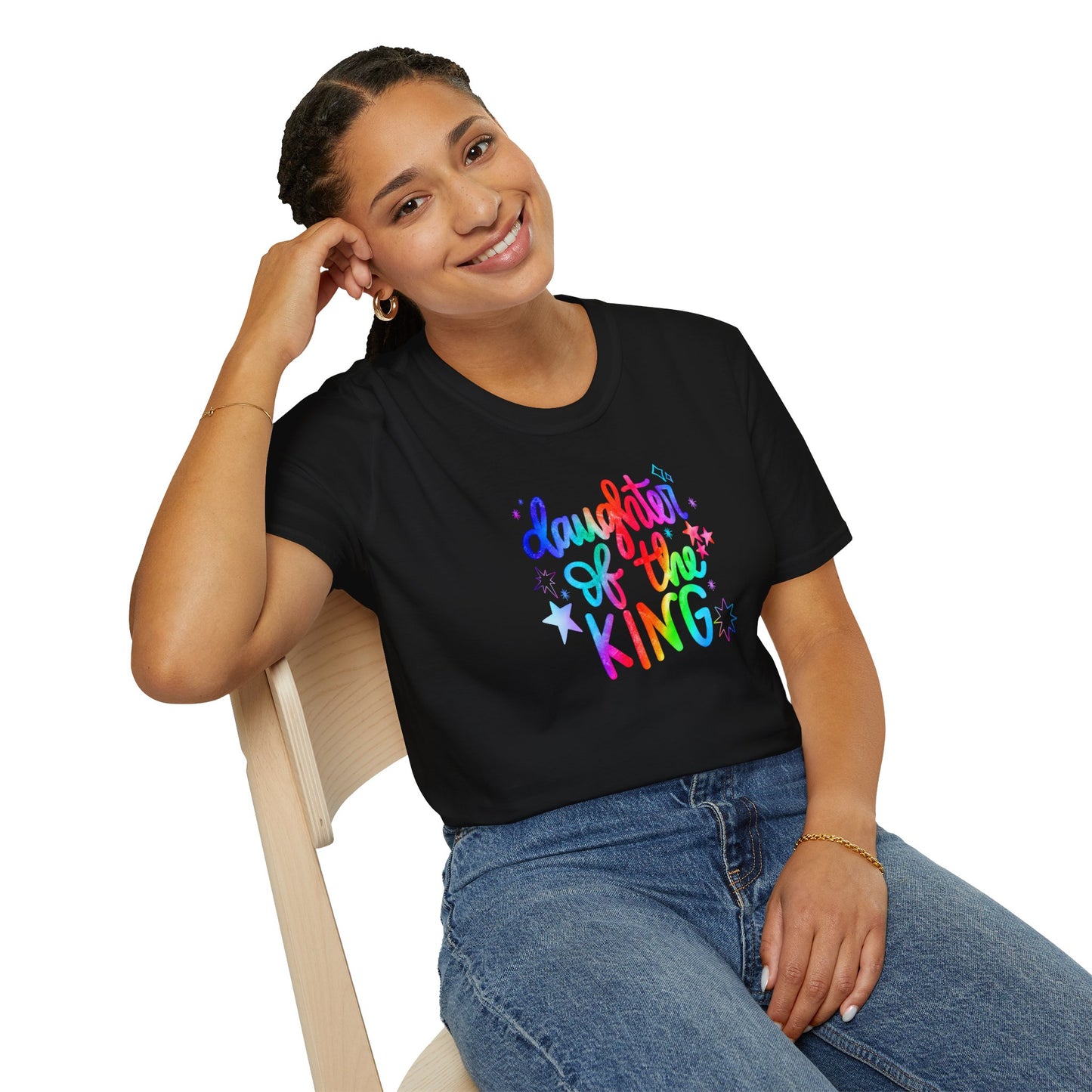 Daughter of the King Rainbow T-Shirt — Christian Faith Graphic Tee for Girls