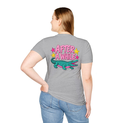 Later Alligator T‑Shirt — Retro Cartoon Gator "Later/After A While" Graphic Tee