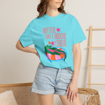 T-Shirt — "Hotter Than a Hoochie Coochie" Gator Pool Graphic Tee