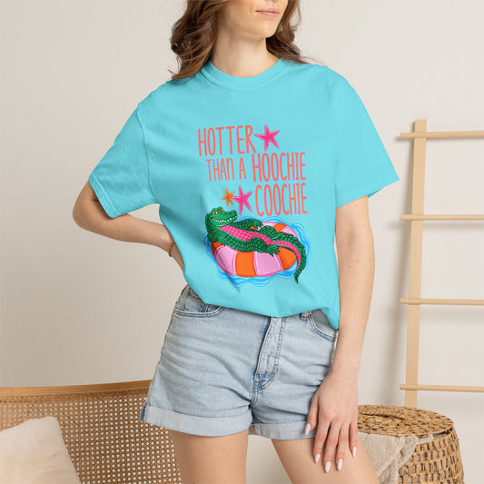 T-Shirt — "Hotter Than a Hoochie Coochie" Gator Pool Graphic Tee