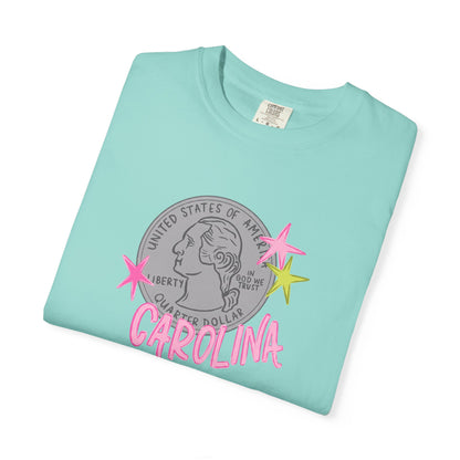 California Coin Graphic Tee — 'California' Retro Neon Stars T-Shirt