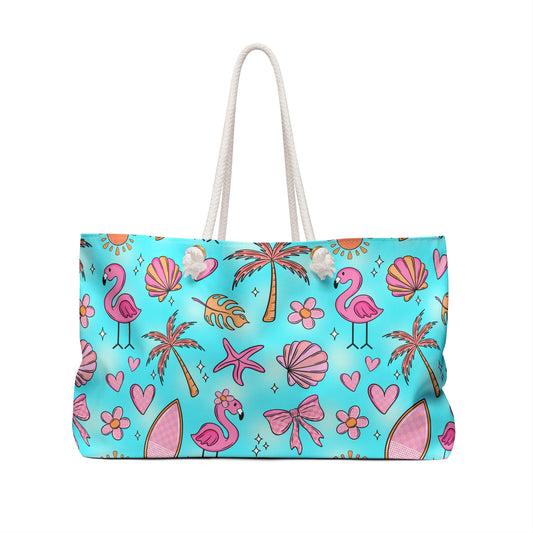 Tropical Flamingo Weekender Bag — Cute Beach Pattern Tote for Summer Trips