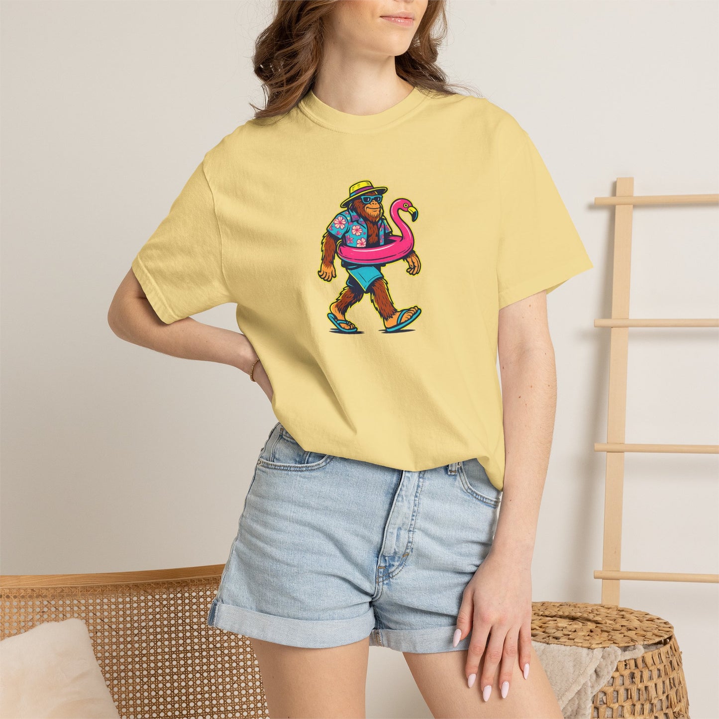 Vacation Bear T-Shirt — Tropical Bear with Flamingo Float Graphic