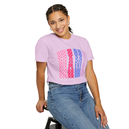 Mama Polka Dot Graphic T-Shirt — Pink & Purple Retro Mother's Day Tee