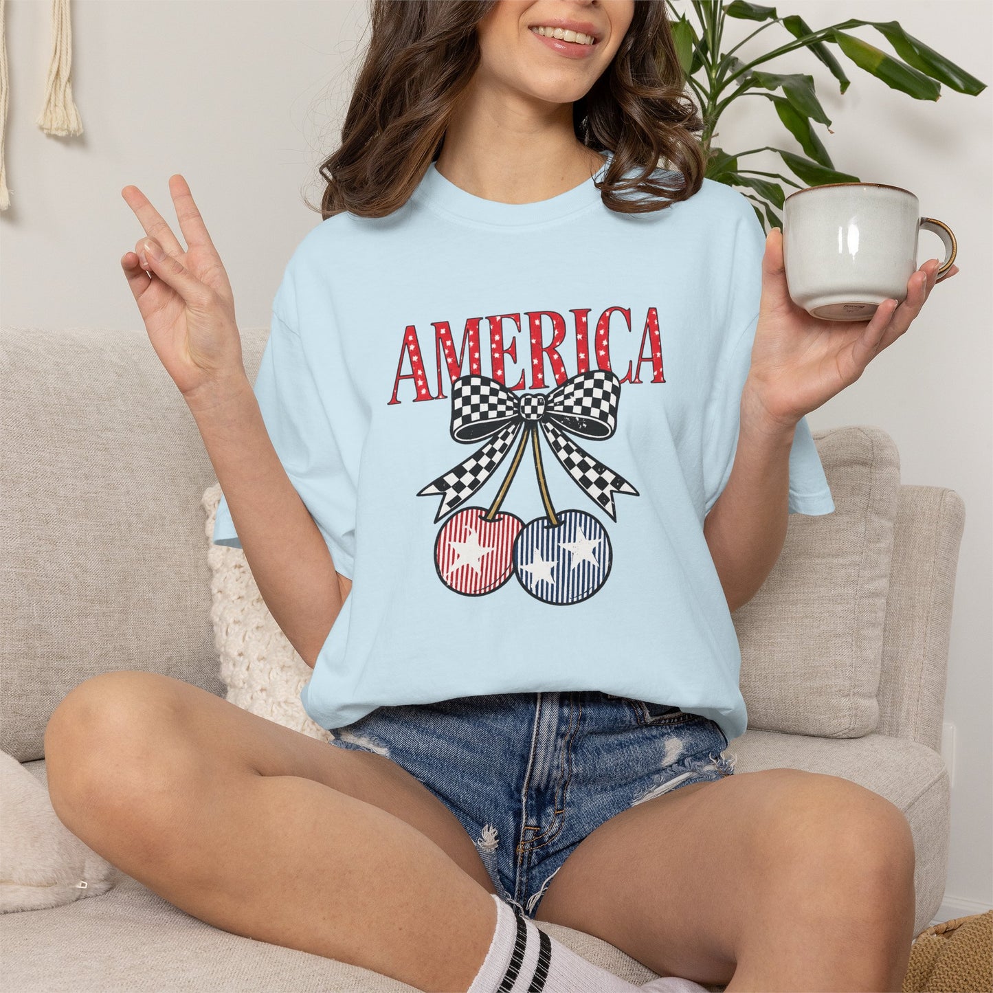 America Cherry Graphic T-Shirt — Patriotic 4th of July Tee