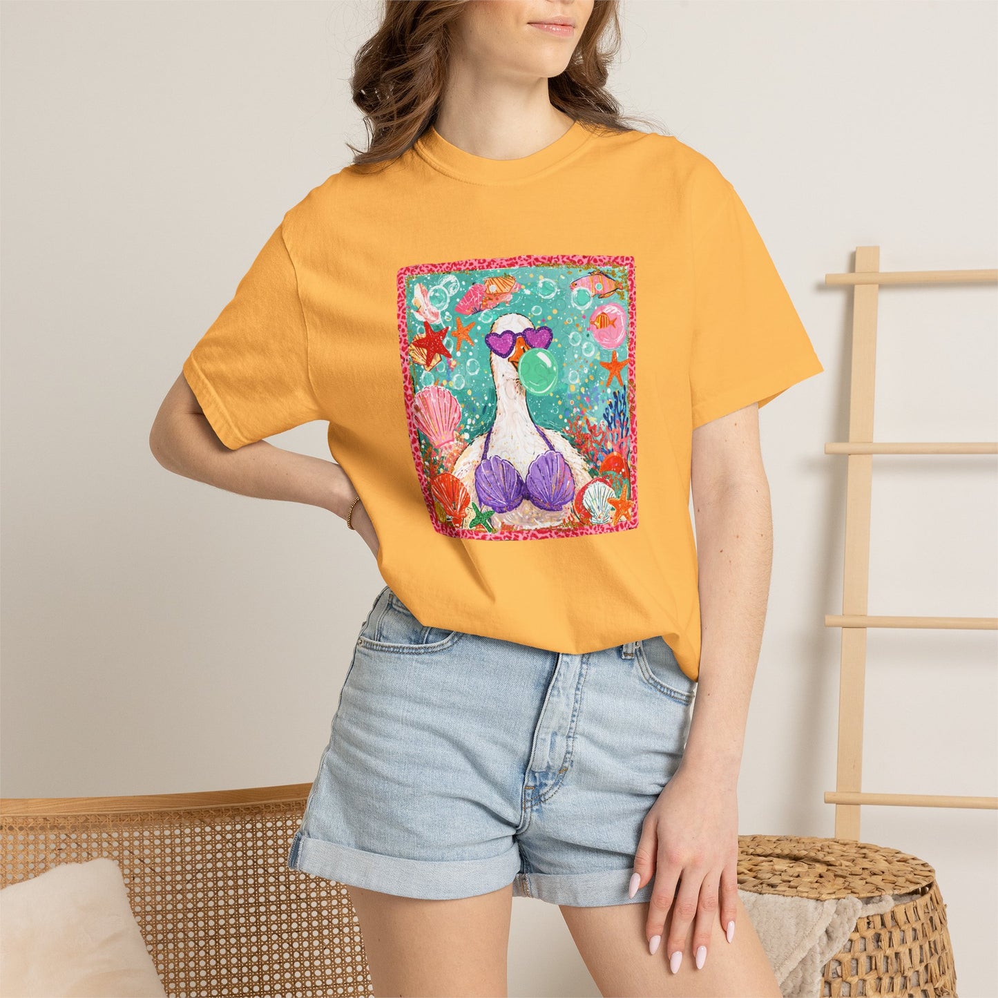 Goose in Bikini Beach T-Shirt — Cute Retro Seaside Graphic Tee