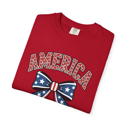 America Patriotic Bow T-Shirt — Stars & Stripes Fourth of July Tee