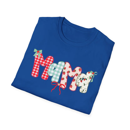 Mama Patterned Patchwork T-Shirt — Floral & Gingham "Mama" Design, Cute Mother's Day Gift