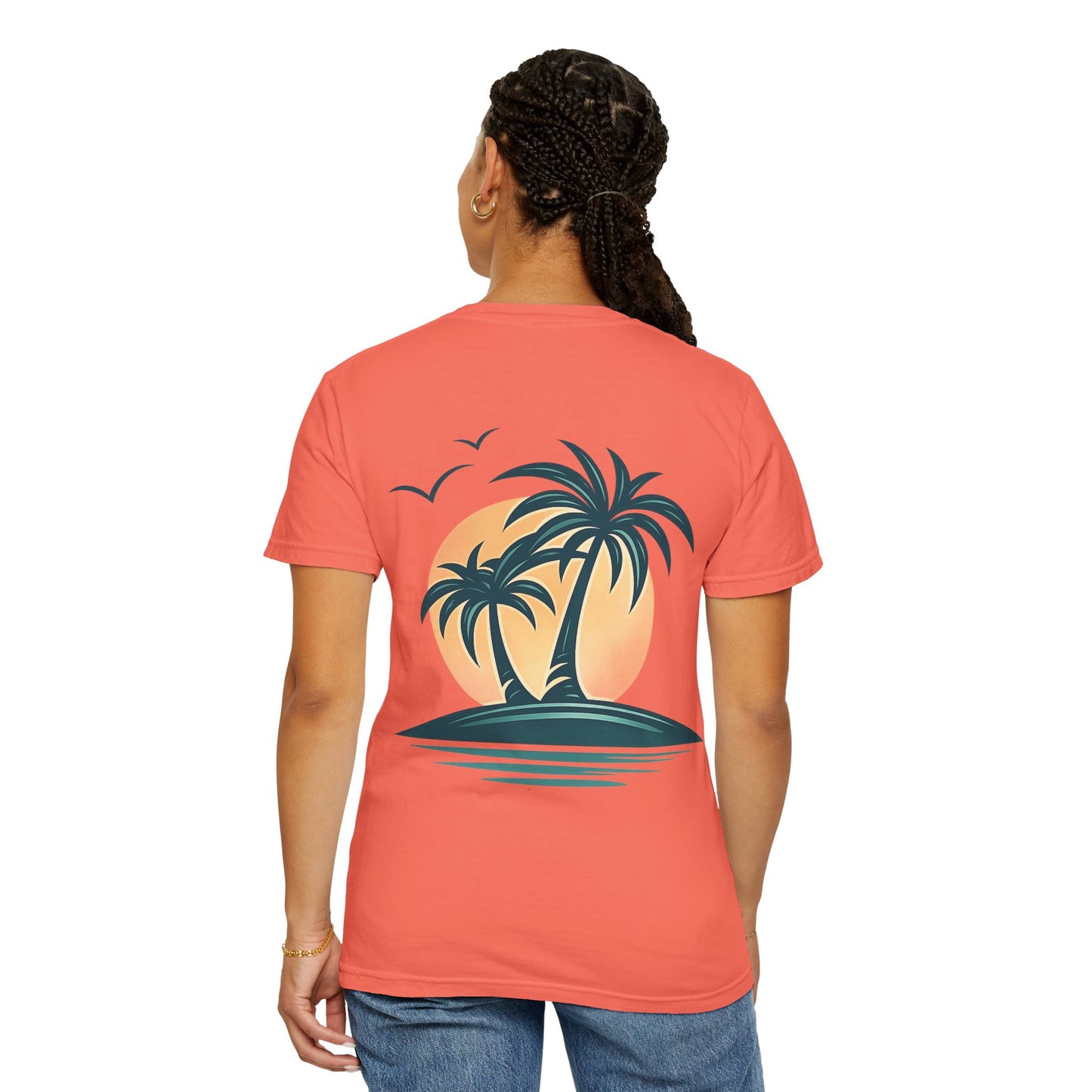 Palm Island Sunset T-Shirt — Tropical Beach Graphic Tee