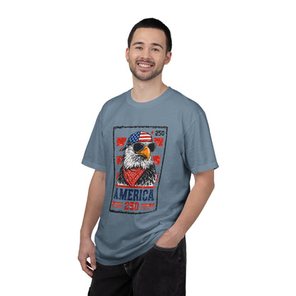 America 250 Eagle T-Shirt — Patriotic USA Flag Stamp Design