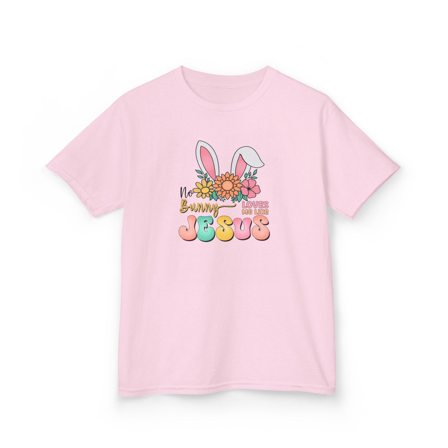 Kids Tee — "Hippie Bunny Jesus" Pastel Easter Graphic
