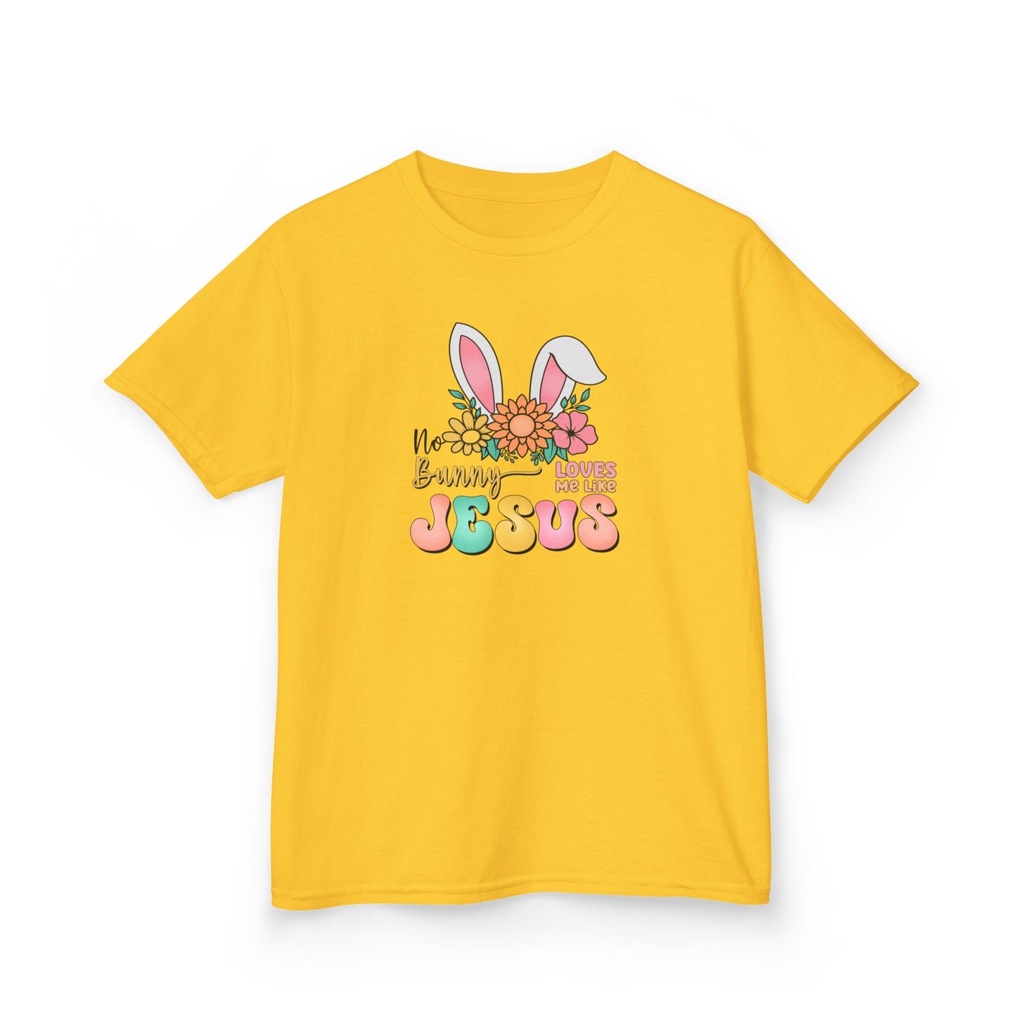 Kids Tee — "Hippie Bunny Jesus" Pastel Easter Graphic