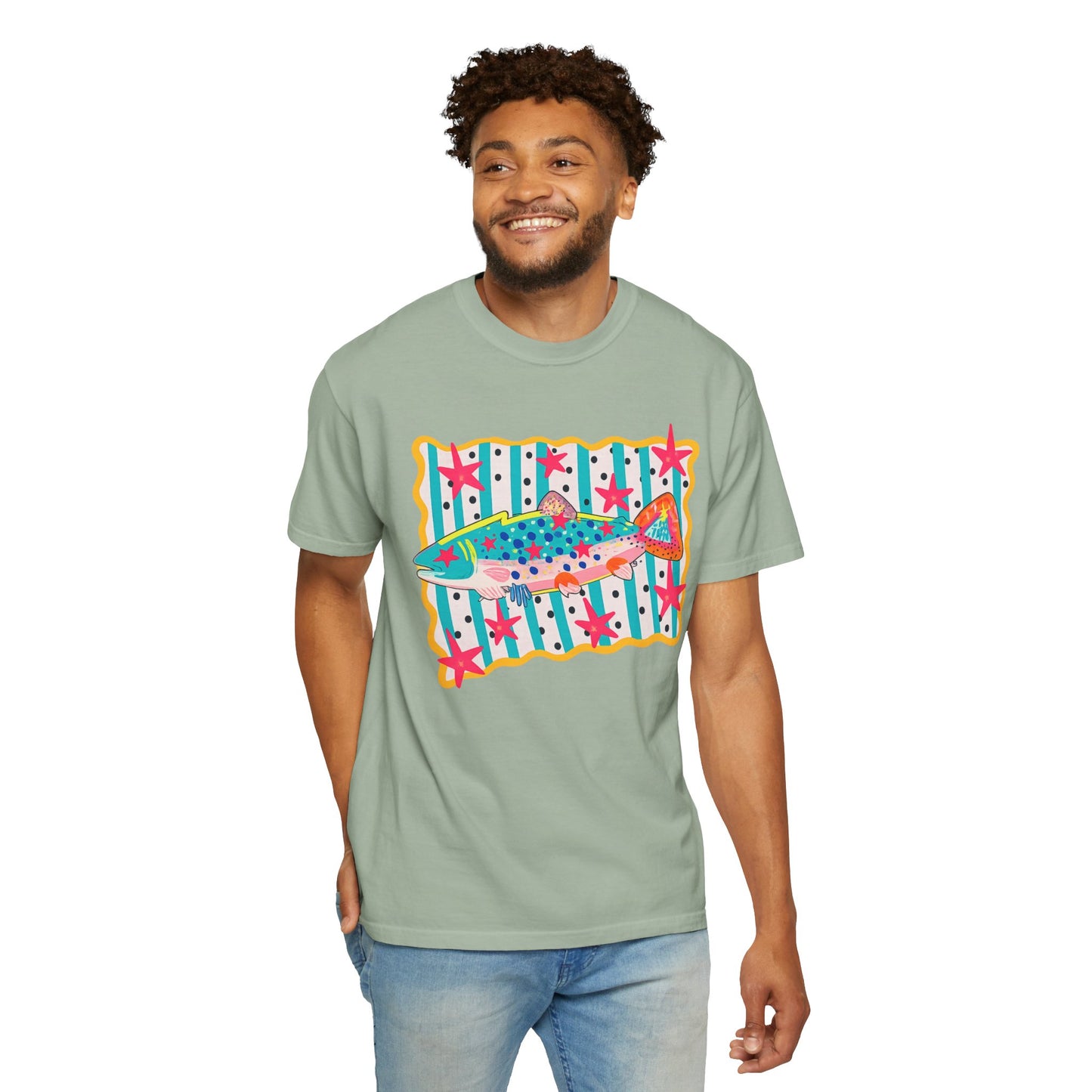 Fish Pattern T-Shirt — Colorful Retro Sea Life Graphic Tee