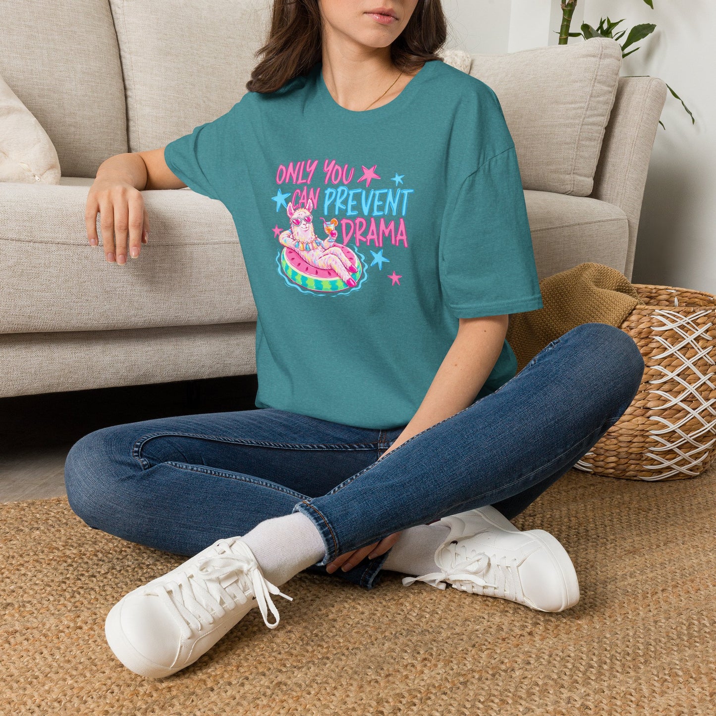 Only You Can Prevent Drama T-Shirt — Cute Llama Pool Float Graphic Tee