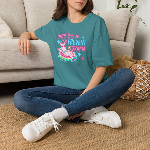 Only You Can Prevent Drama T-Shirt — Cute Llama Pool Float Graphic Tee