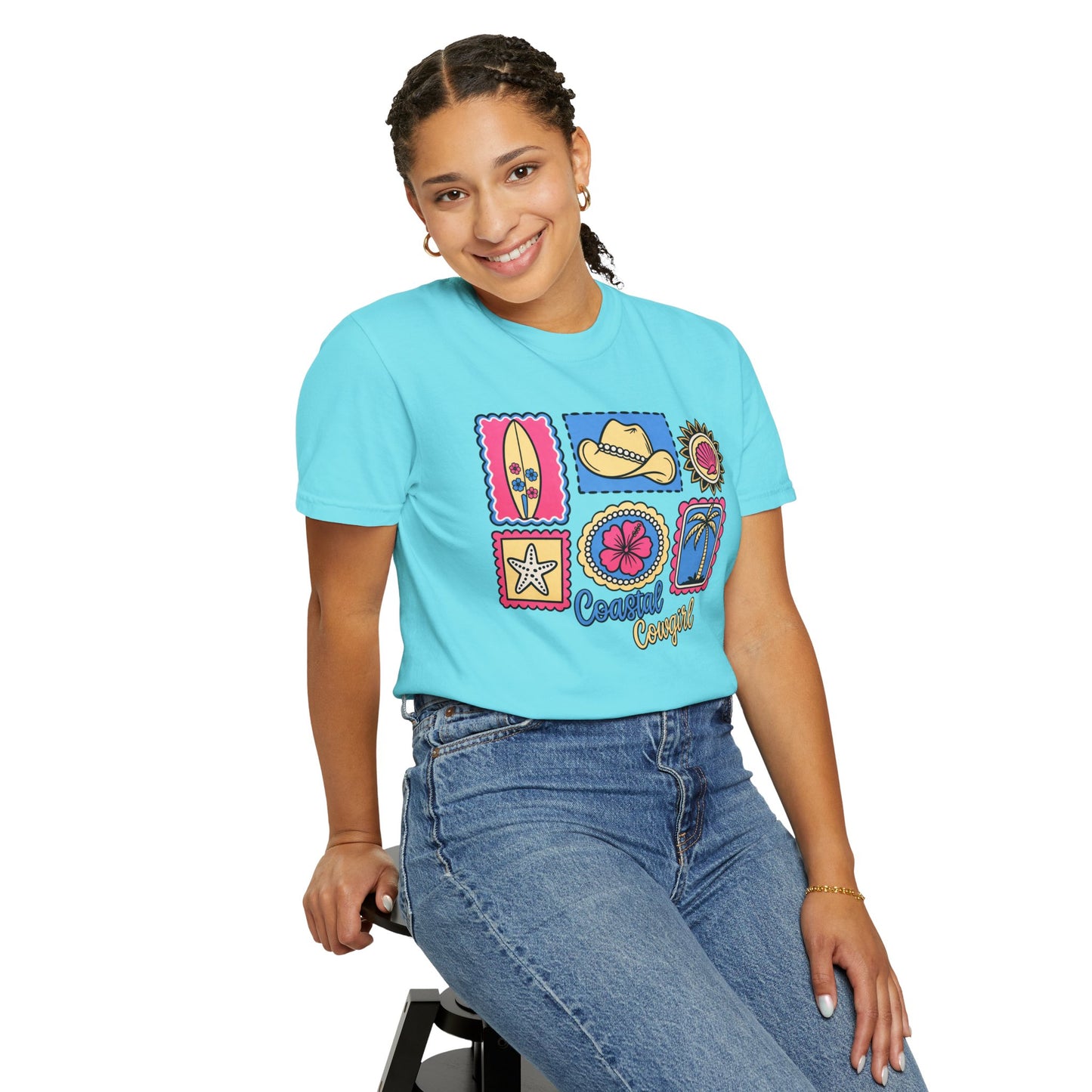 Coastal Cowgirl Graphic T-Shirt — Retro Beach Icons Tee