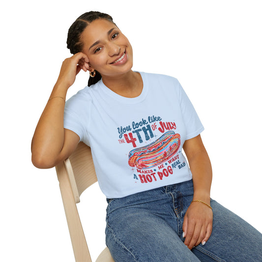 4th of July Hot Dog T-Shirt — Retro Patriotic BBQ Tee