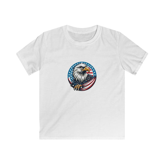 Kids Tee — Patriotic Bald Eagle with American Flag Circle