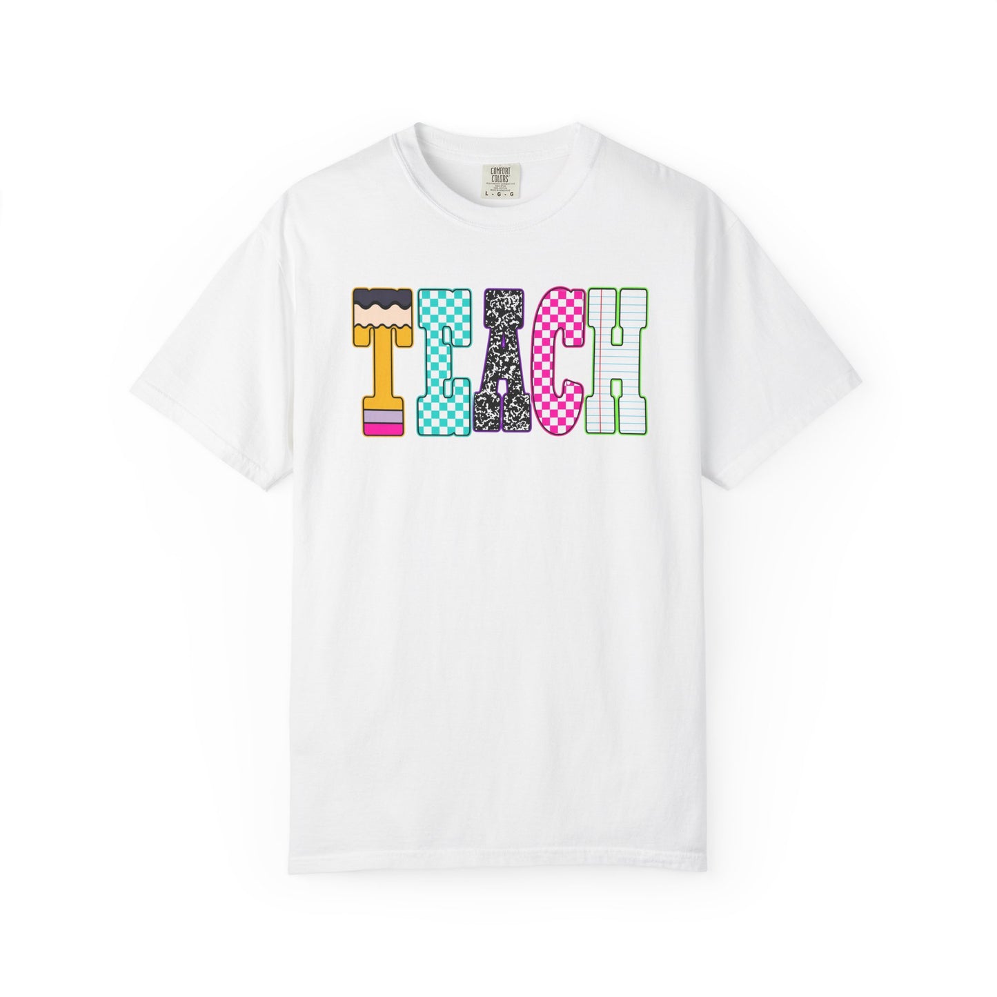 Teach Colorblock Graphic T-Shirt — Fun Teacher Appreciation Tee