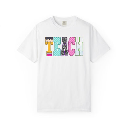 Teach Colorblock Graphic T-Shirt — Fun Teacher Appreciation Tee