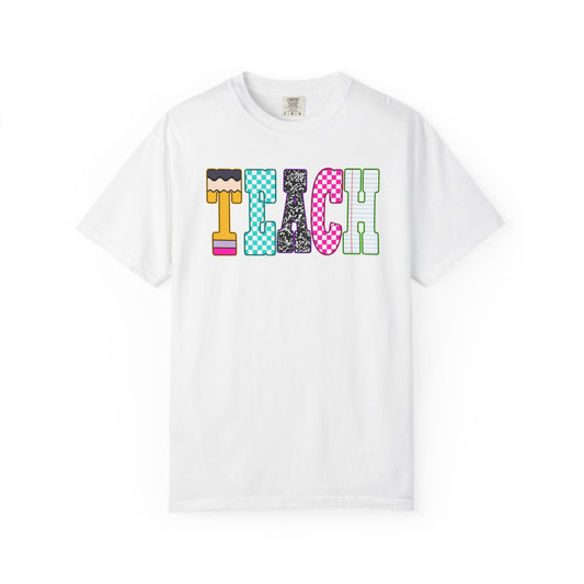 Teach Colorblock Graphic T-Shirt — Fun Teacher Appreciation Tee
