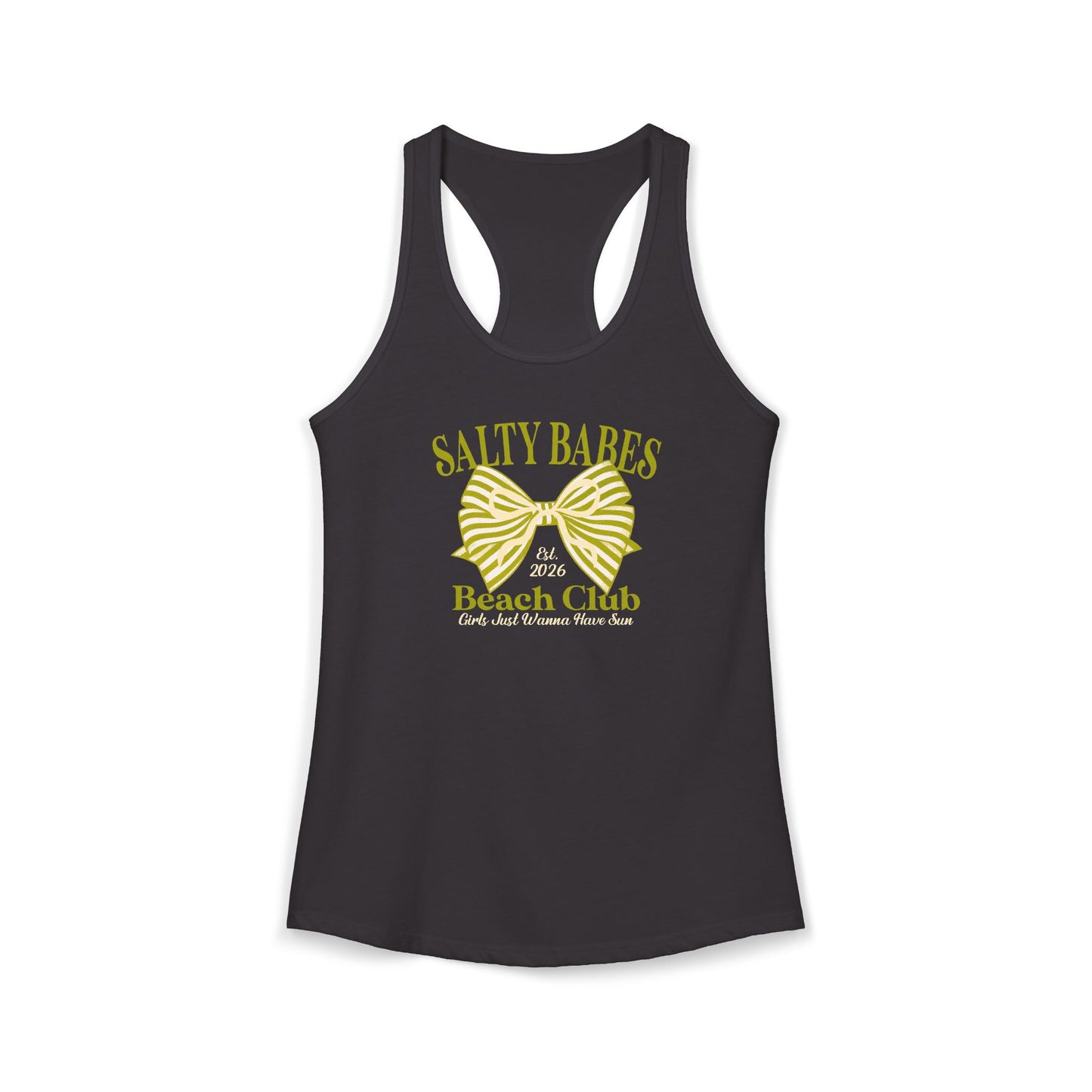Salty babe Yellow Racerback Tank