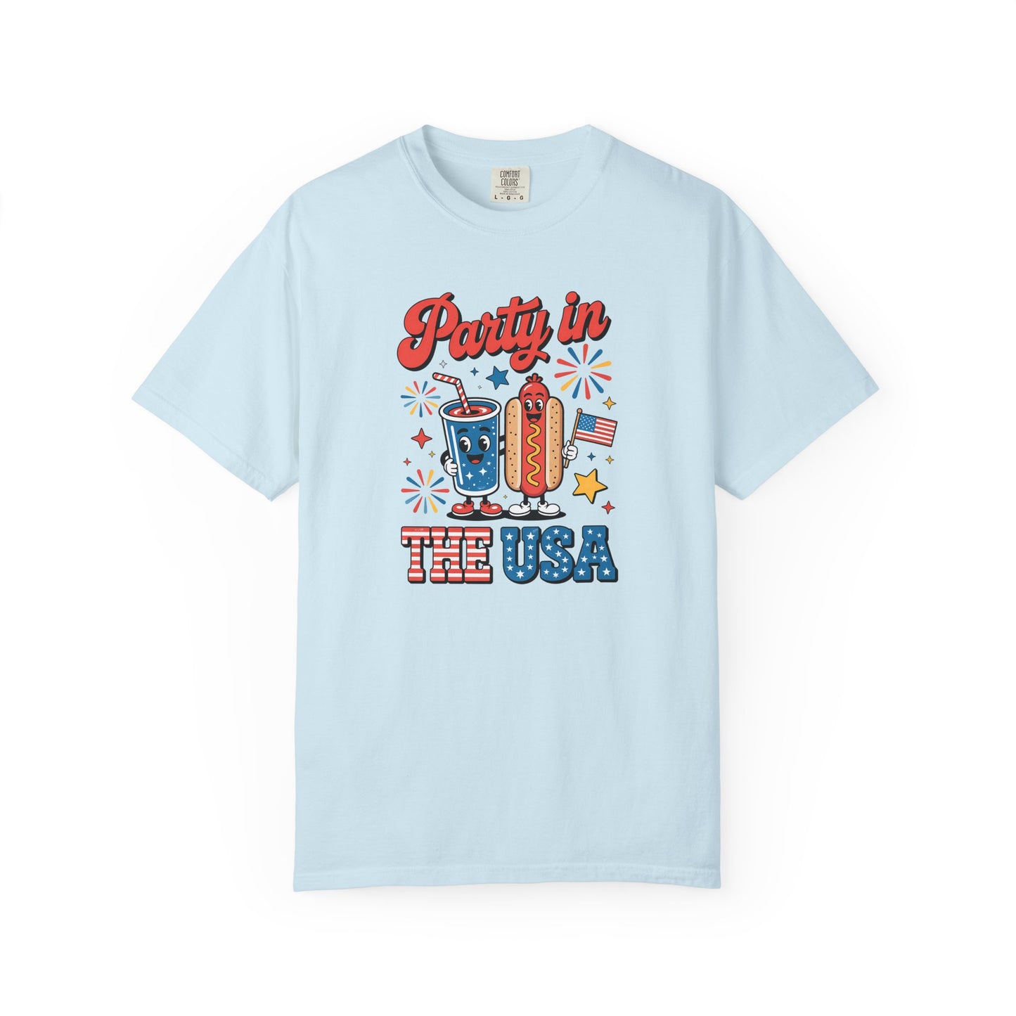 Party in the USA T-Shirt — 4th of July Hot Dog & Soda Graphic Tee