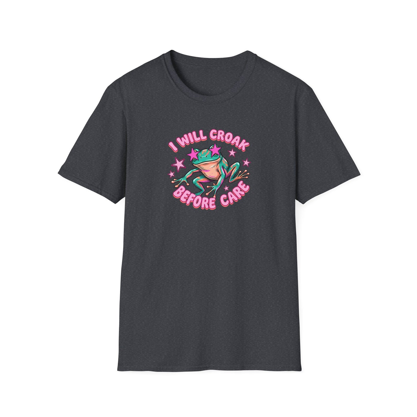 Funny Frog T-Shirt — "I Will Croak Before I Care" Cute Retro Frog Graphic Tee