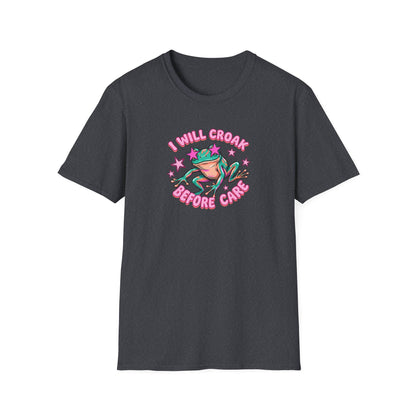 Funny Frog T-Shirt — "I Will Croak Before I Care" Cute Retro Frog Graphic Tee