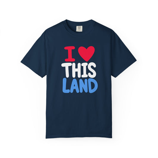 I  LAND Graphic T-Shirt – Cute Red Heart Travel Tee