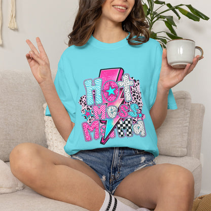 Retro Hot Mess Mama T-Shirt — Pink Lightning Graphic Tee