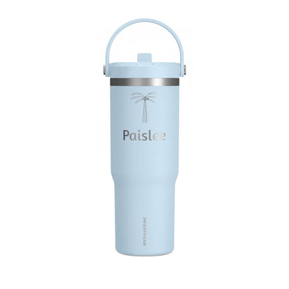 Personalized 32oz Tumbler - Palm Tree Name Engraved Travel Bottle