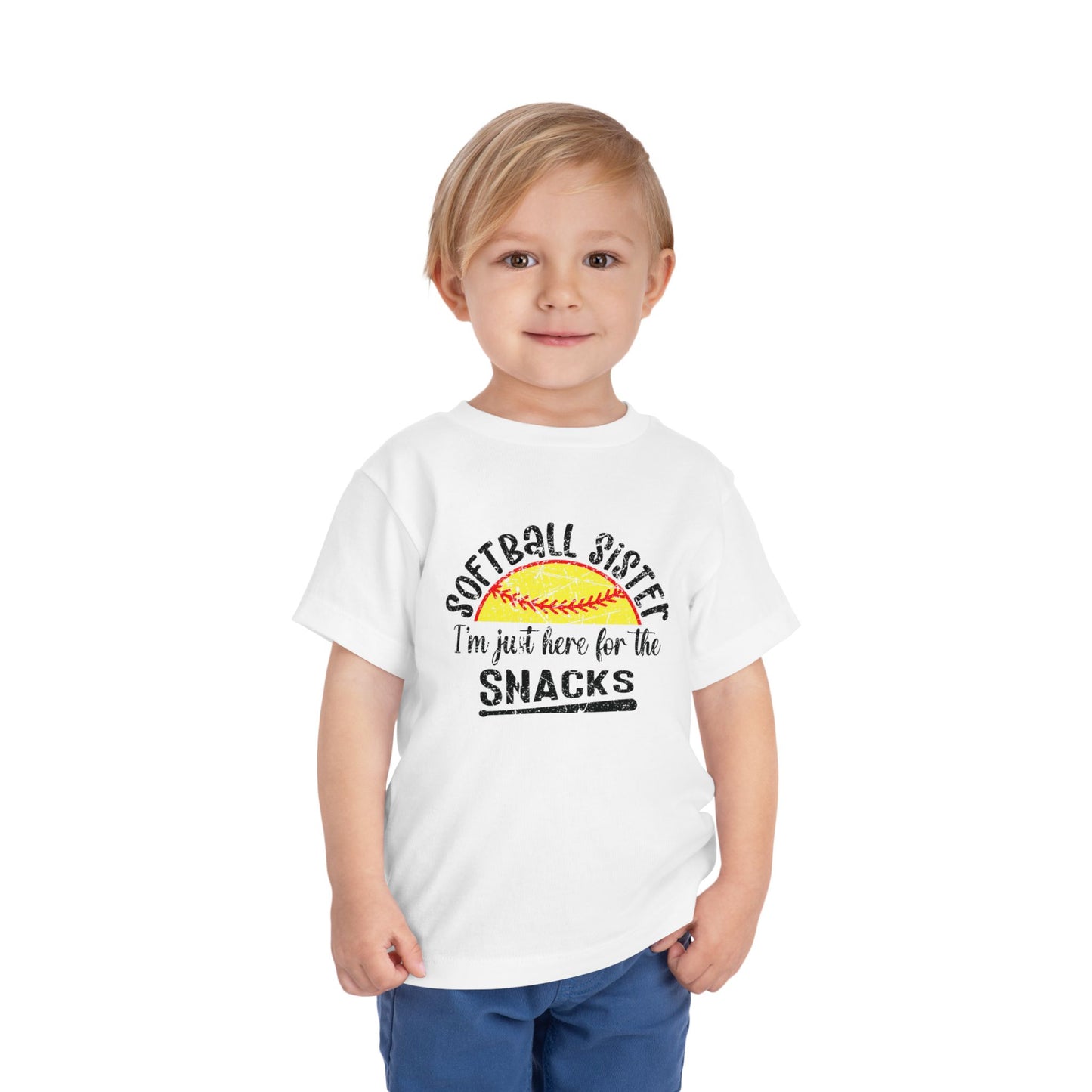 Toddler Tee — "Softball Sister I'm Just Here for the Snacks" Cute Sports Shirt