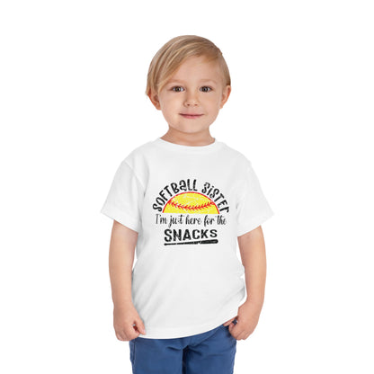 Toddler Tee — "Softball Sister I'm Just Here for the Snacks" Cute Sports Shirt