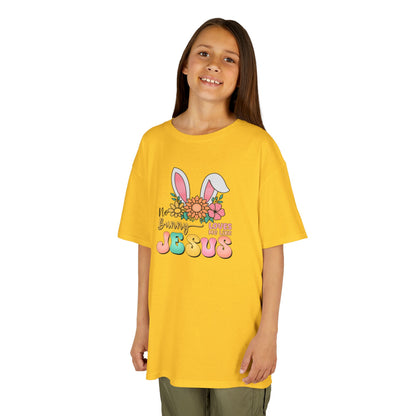 Kids Tee — "Hippie Bunny Jesus" Pastel Easter Graphic
