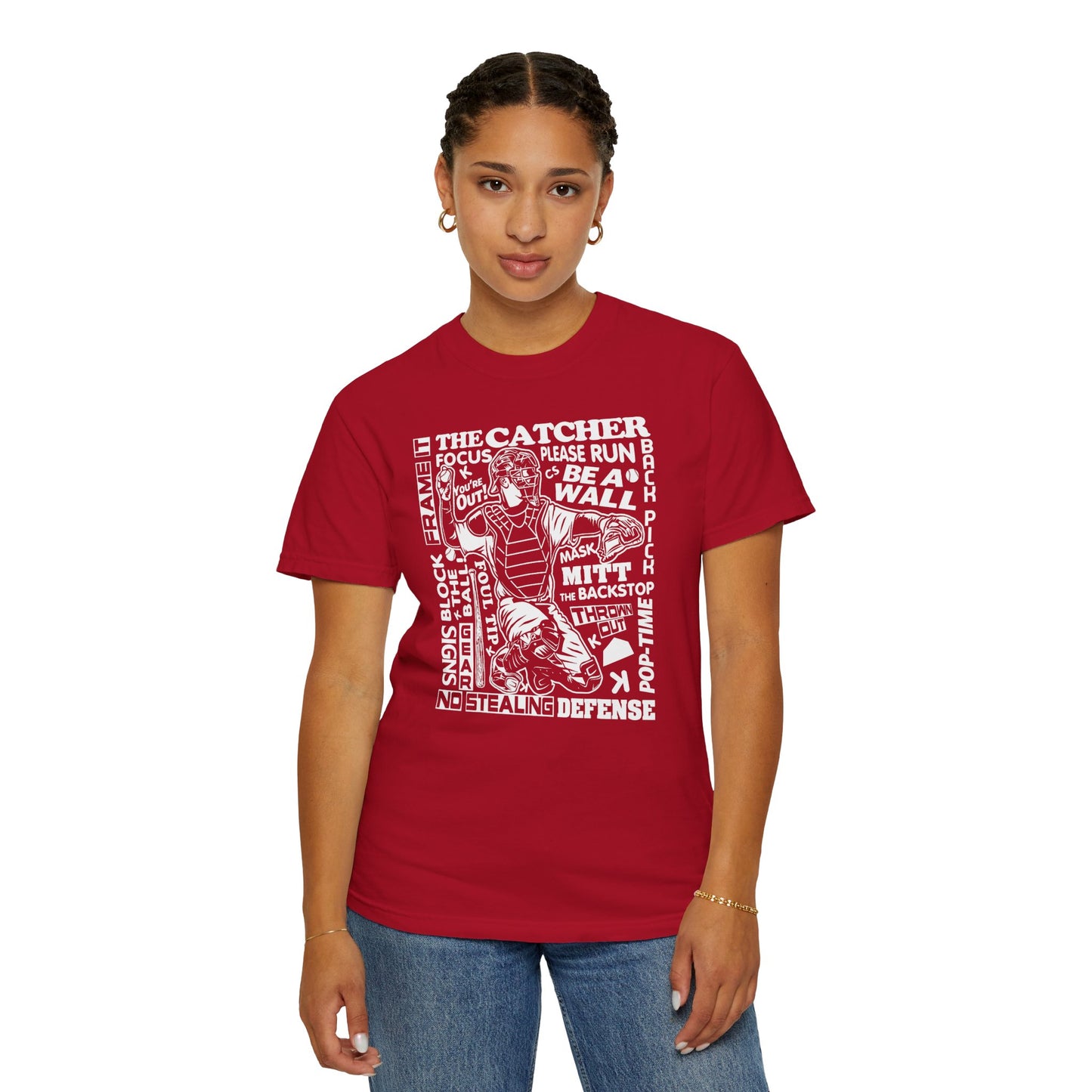 Catcher Graphic T-Shirt — Vintage-Inspired Baseball Catcher Design