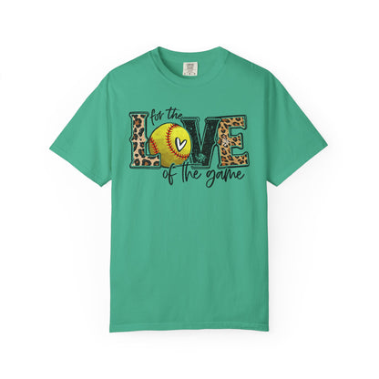 Love of the Game Softball T-Shirt — Leopard Print Tennis Ball Design