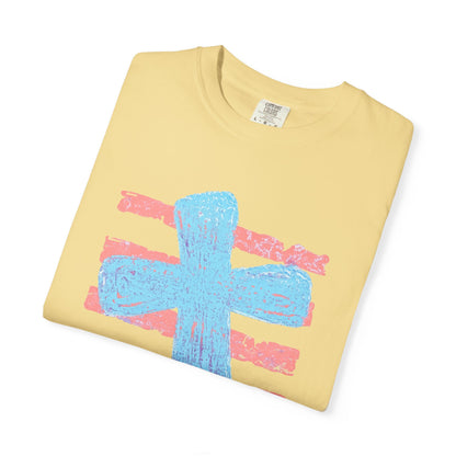 Cross & Stripes T-Shirt — Retro Coastal Church Graphic Tee