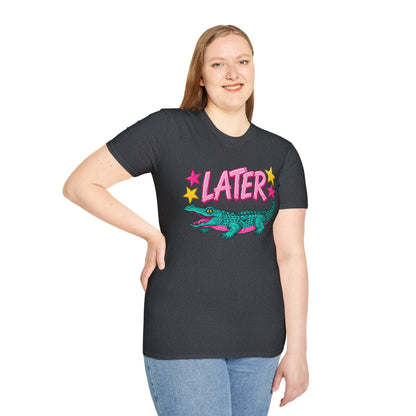Later Alligator T‑Shirt — Retro Cartoon Gator "Later/After A While" Graphic Tee