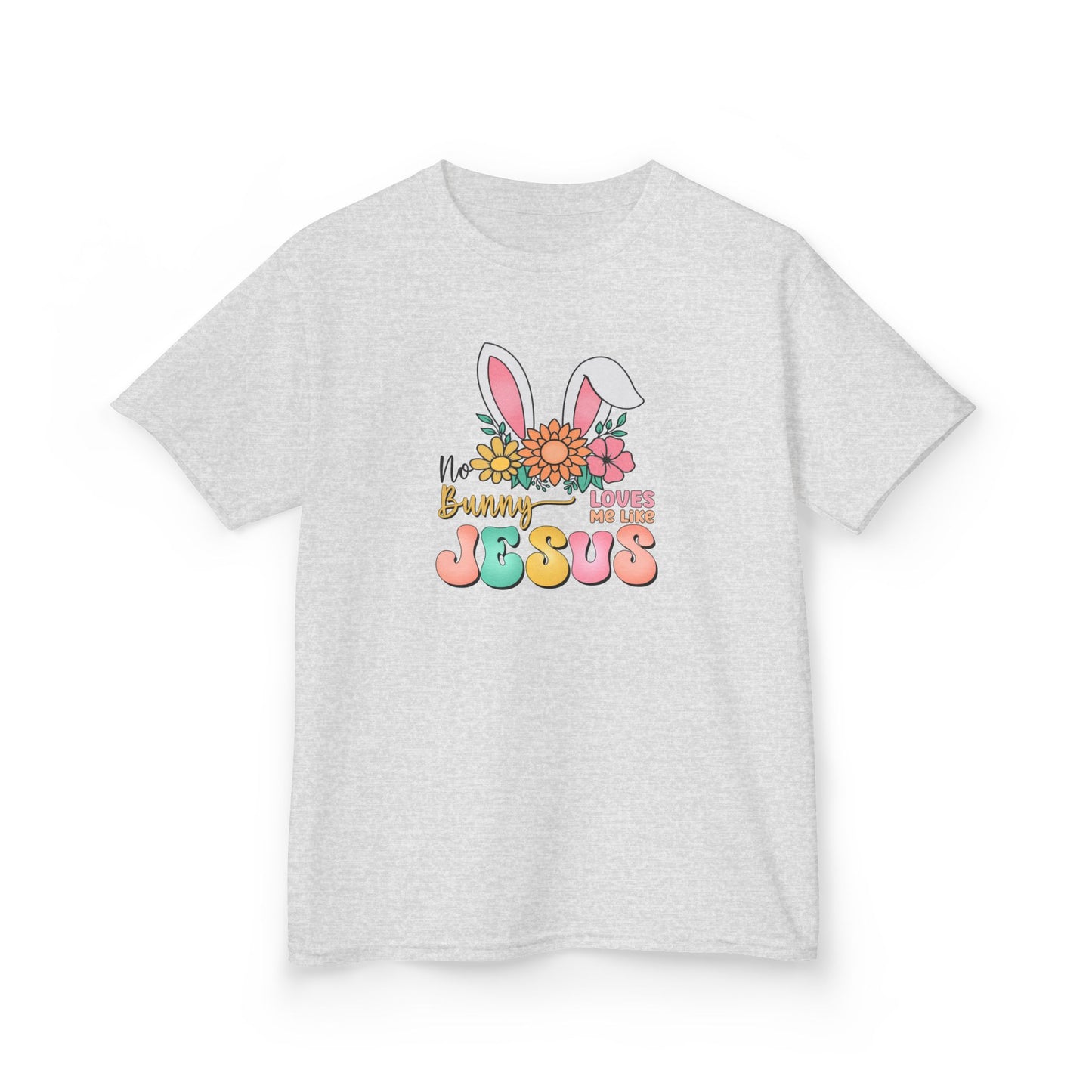 Kids Tee — "Hippie Bunny Jesus" Pastel Easter Graphic
