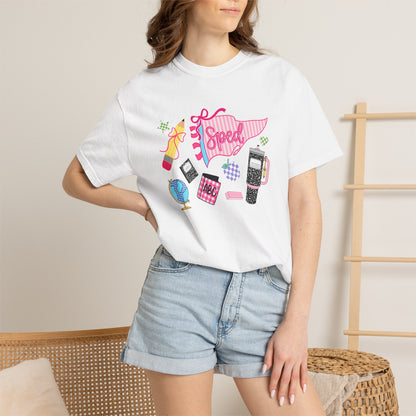 Retro Tech Collage T-Shirt — 'Speed' Graphic Tee for 90s Nostalgia