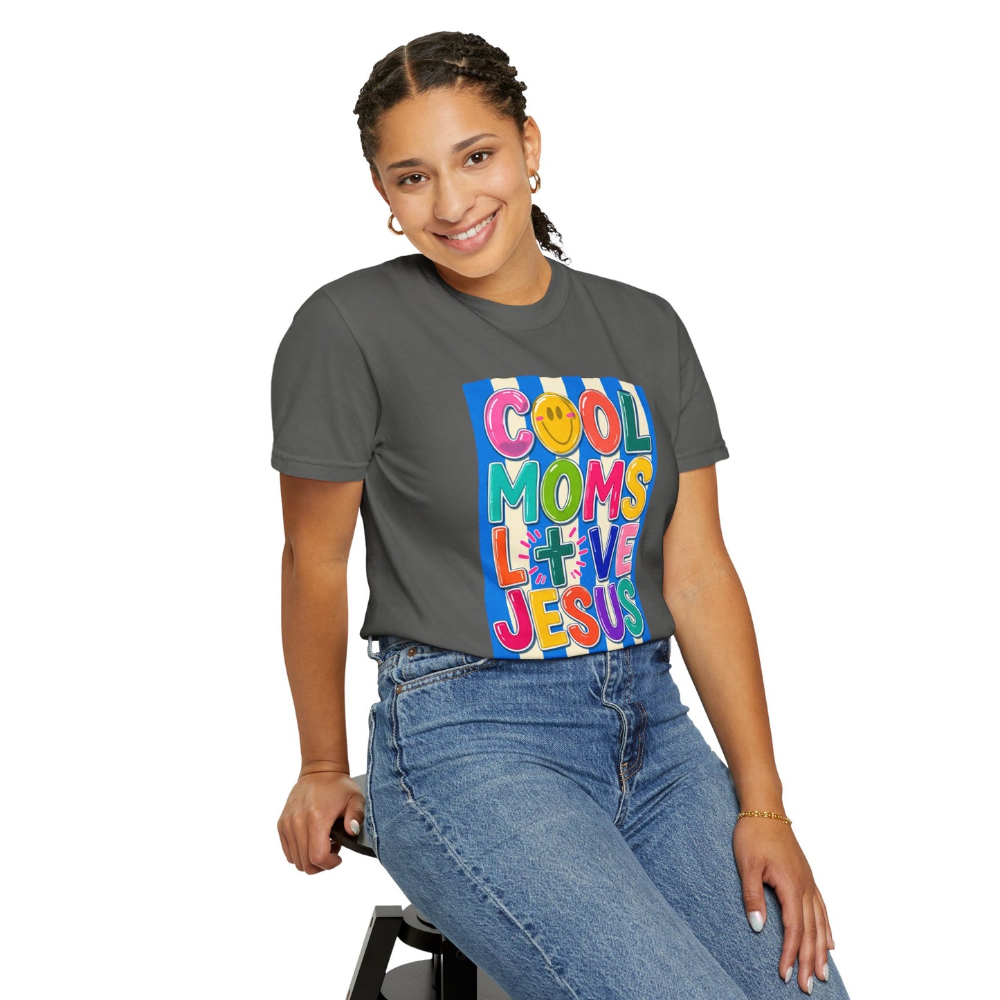 Cool Moms Love Jesus T-Shirt — Colorful Retro Christian Graphic Tee