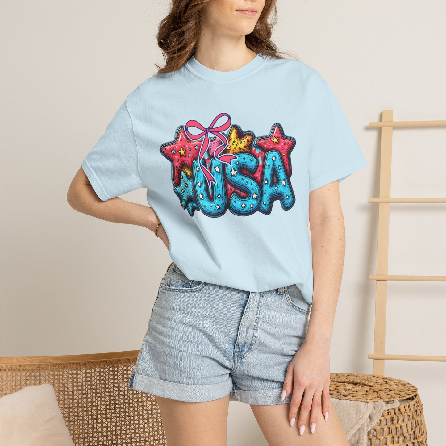 USA Star Balloon Graphic T-Shirt — Patriotic 4th of July Tee