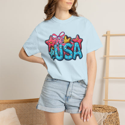 USA Star Balloon Graphic T-Shirt — Patriotic 4th of July Tee