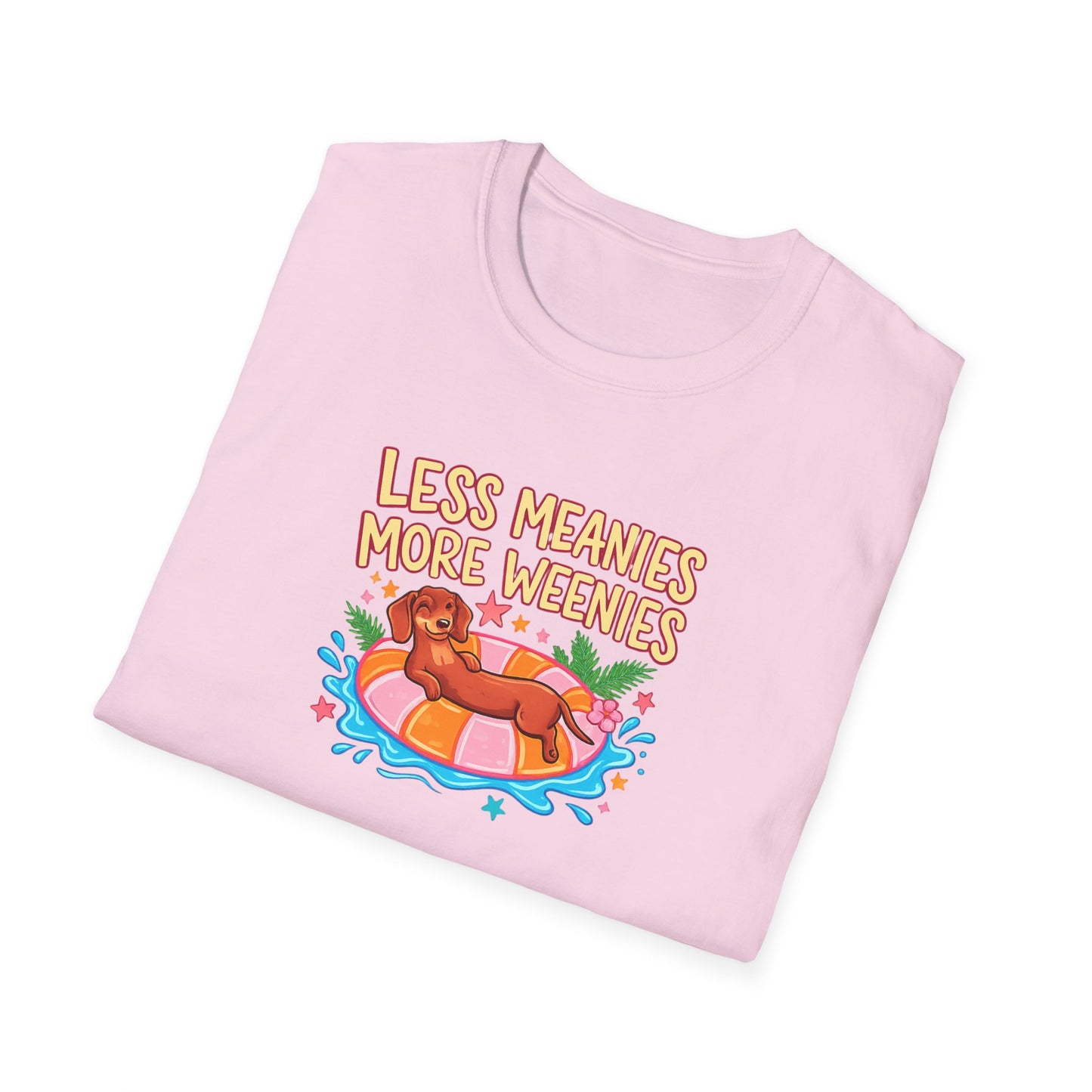 Less Meanies More Weenies T‑Shirt — Funny Hot Dog Pool Graphic Tee